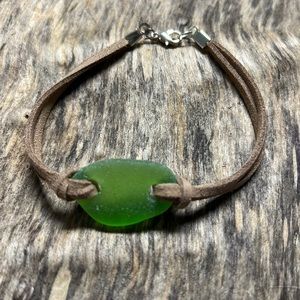 Genuine green sea glass bracelet